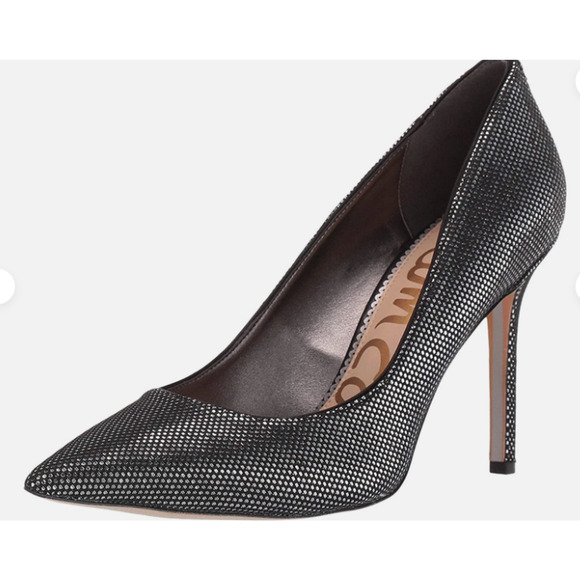 Sam Edelman Hazel 9 Pointed Toe Slip on Metallic Pumps Black - Picture 1 of 6